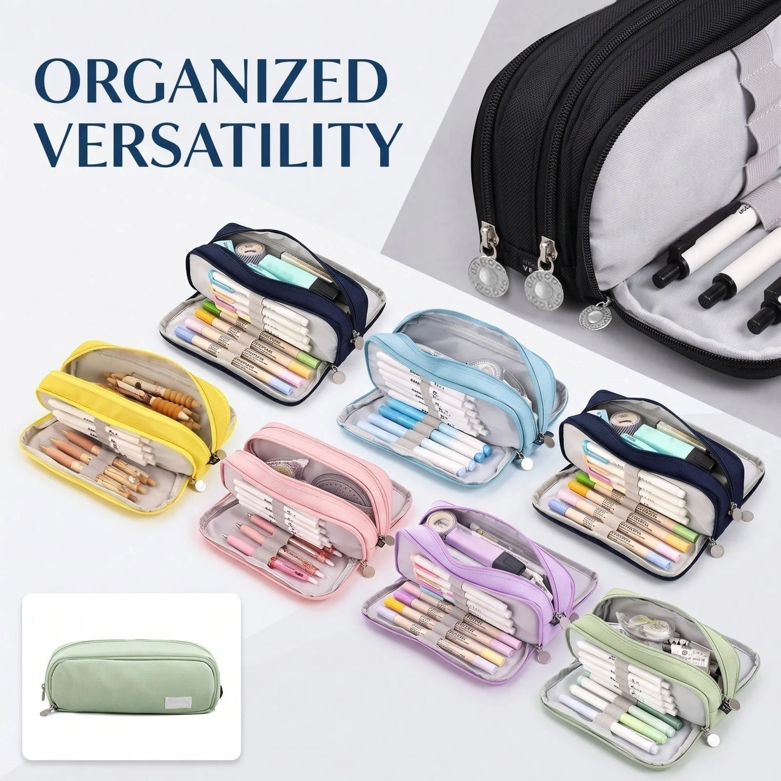 Multi-layer Pencil Case for Students Functional Stationery Pencil Pouch Large Capacity Pencil Bag with Multiple Compartments