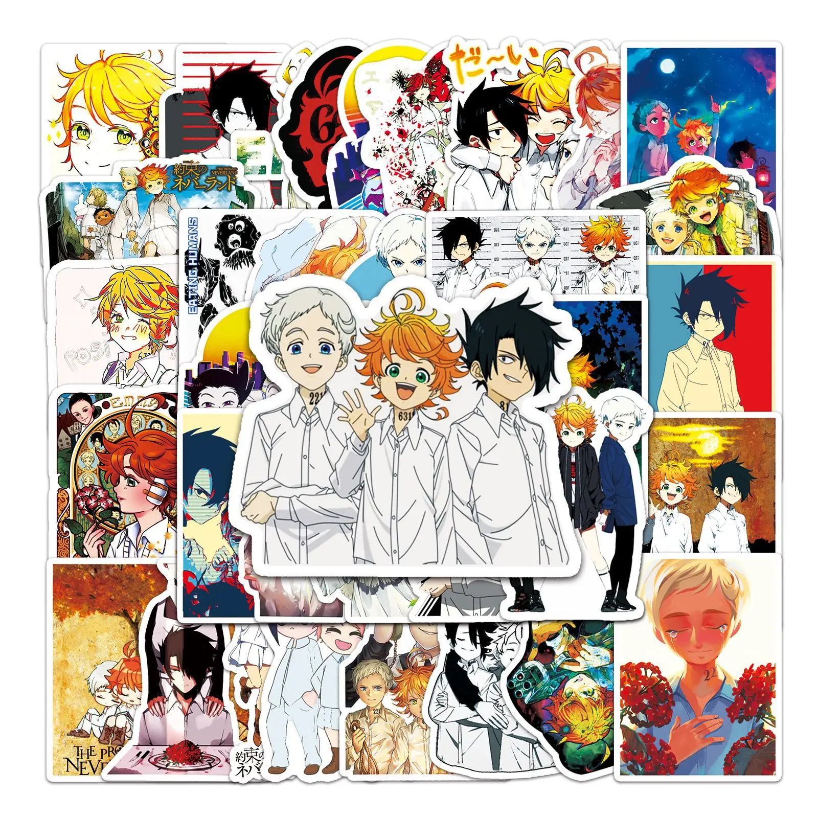 50pcs Japanese Anime The Promised Neverland Series Graffiti Sticker Suitable for Wall Room Decoration DIY Sticker Pack Wholesale