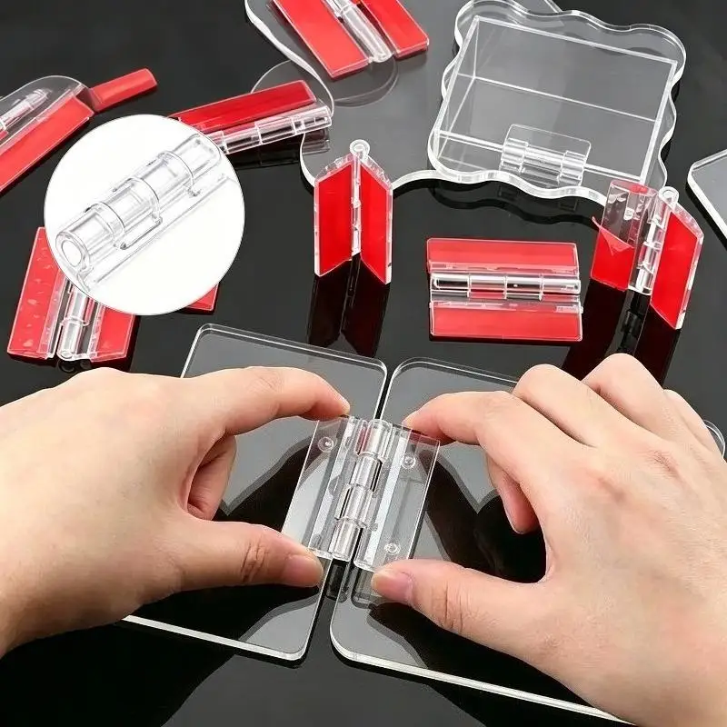 Transparent self-adhesive hinge, no punching and no trace small hinge, used for display box, gift box flip cover
