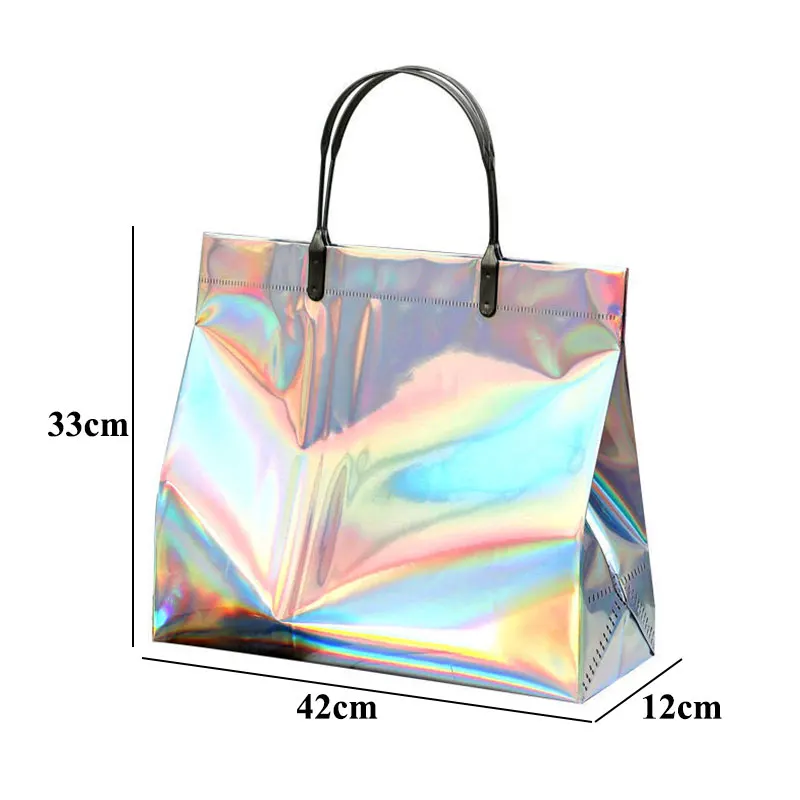 Fashion Women Clear Tote PVC Laser Waterproof Transparent Handbags Female Large Shopper Shoulder Bag Summer Beach Portable Pouch