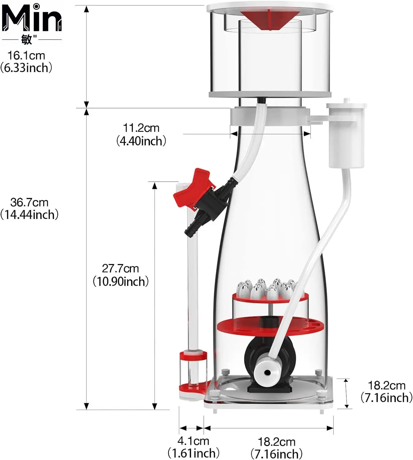 In-Sump Aquarium Protein Skimmer with Controllable DC Pinwheel Pump for 135-185 Gallon Marine Reef Tank DC Powered Protein