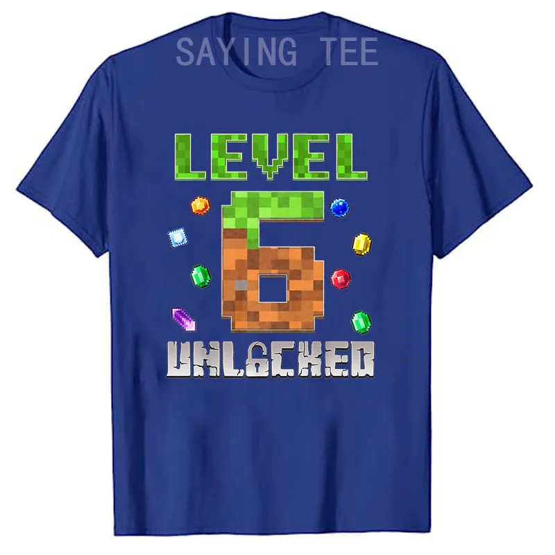 Birthday-Boy Level 6 Unlocked 6th Birthday Game Pixel T-Shirt Bruh It's My 6th Birthday 6 Years Old Gaming Gamer Saying Tee Tops