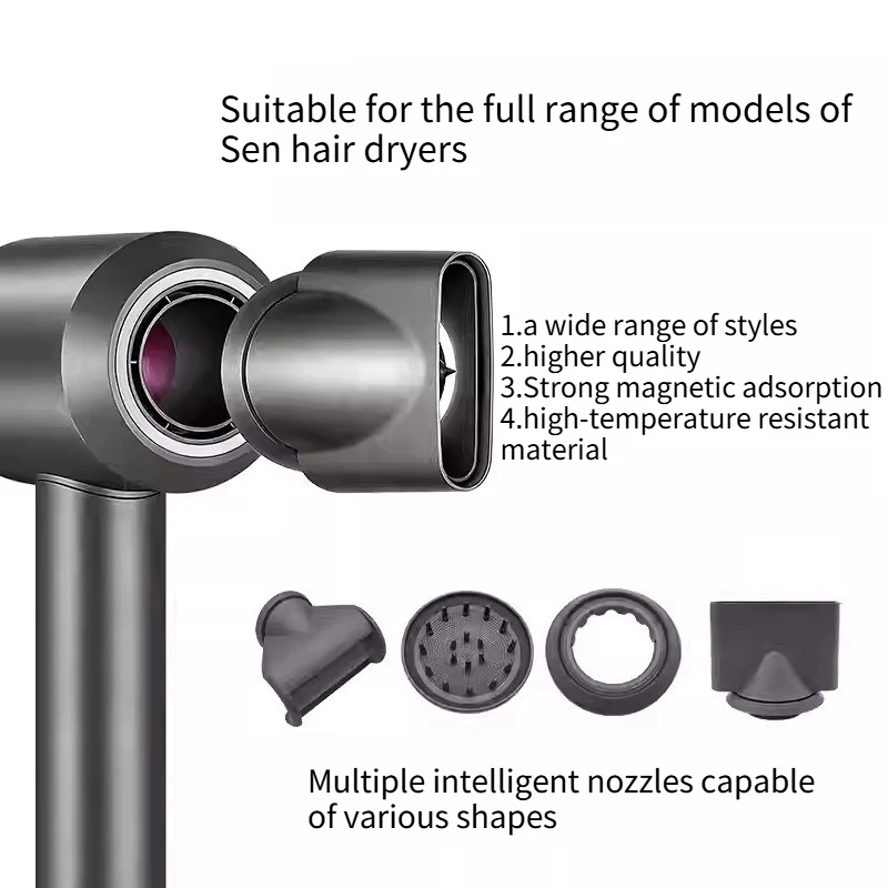

For Dyson HD01/03/08/15 Hair Dryer - Magnetic Smoothing Nozzle 5-Piece Kit Accessories