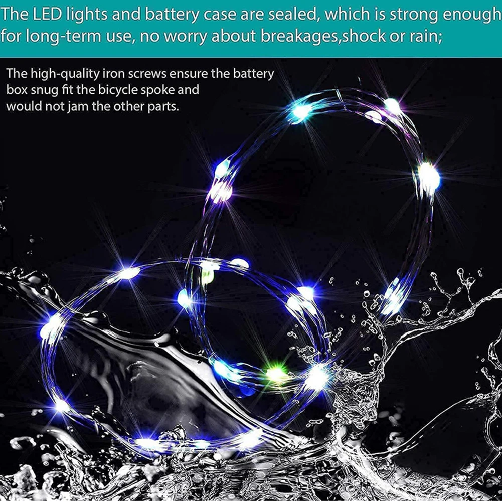 دراجة الإطارات LED ضوء مقاوم للماء الدراجة تكلم أضواء التحكم عن بعد الدراجات الديكور السلامة تحذير الإطارات قطاع ضوء 16 ألوان