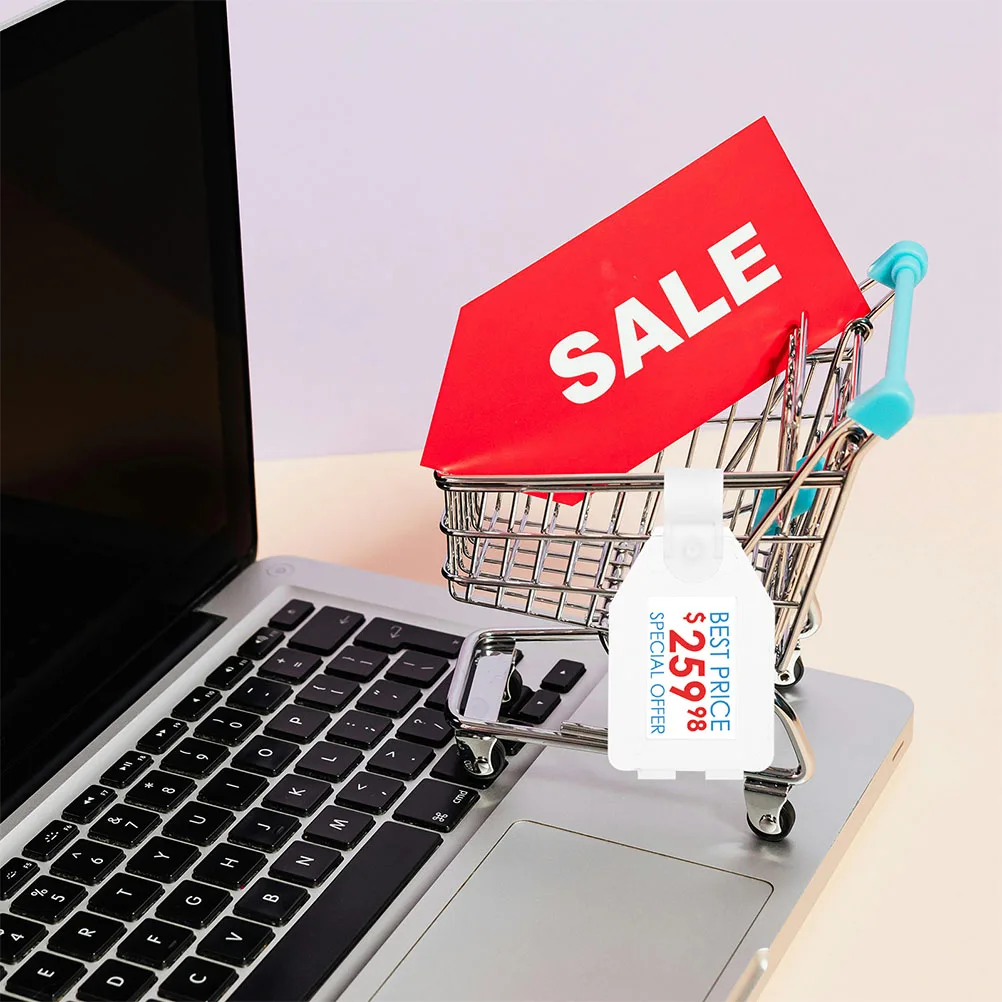 

50Pcs Label Holders Semi Transparent Plastic Retail Ticket Holders Clear Shelf Clips Wire Basket Tags Sign Organizers