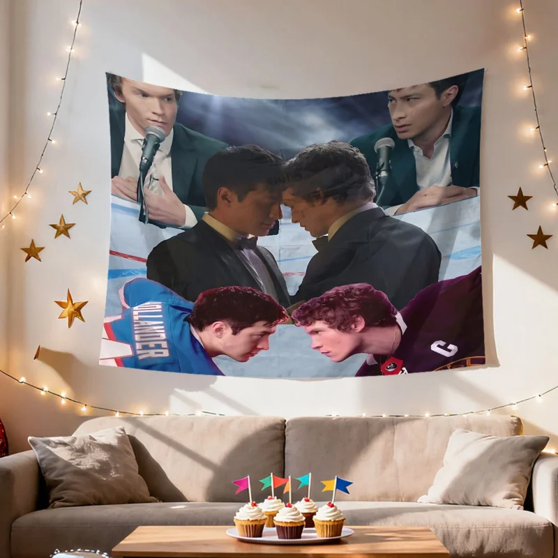 VIKAMA Hockey Star Collage Tapestry Western Movie Style Bedroom Decor Cloth Wall Covering Fan Support Dorm Renovation Wear