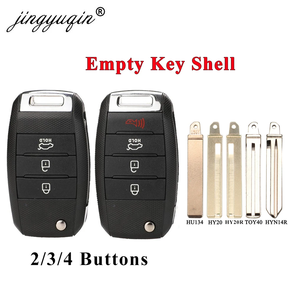 jingyuqin 3/4BT Flip Remote Car Key Shell For Kia Carens Ceed Rio Sportage Optima Sorento Cerato Soul Forte Seltos Fob Housing