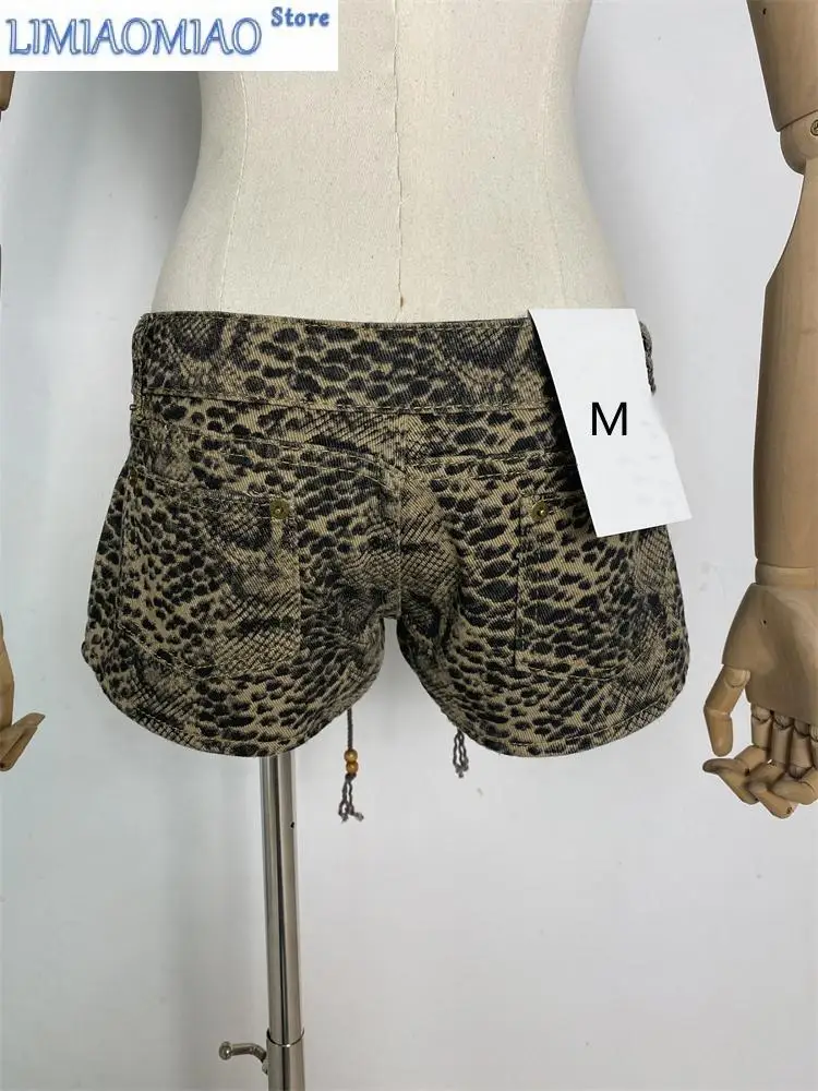 Women's Vibe Leopard Print Strap Summer Sexy Mini Shorts Cool Girl High Waist Streetwear Female Vintage A-line Hot Pants