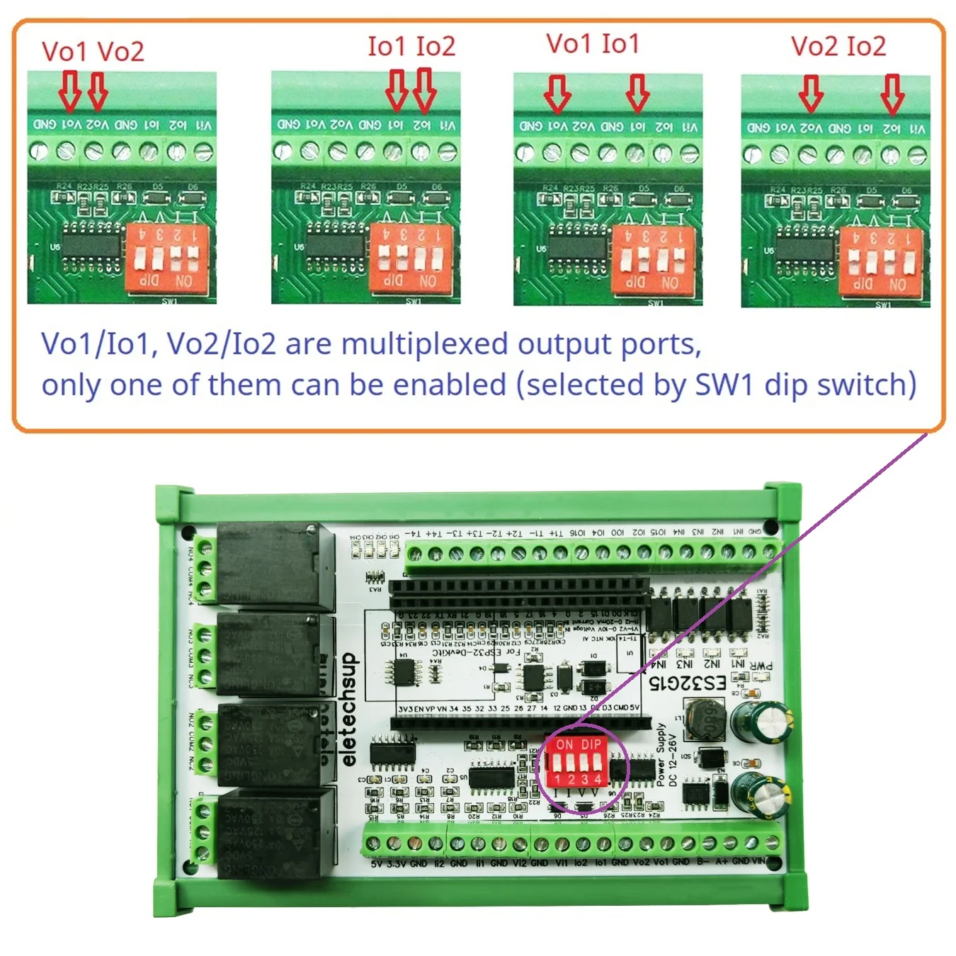 

Базовая пластина ESP32-DevKitC NTC AI AO DI DO Многофункциональная макетная плата WIFI RS485 Плата дистанционного управления ввода-вывода для Arduino PLC