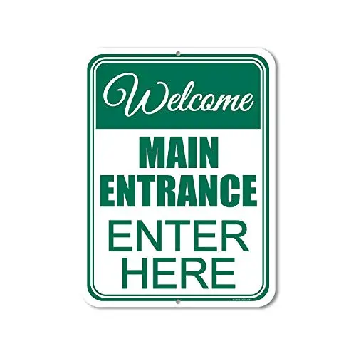 Honey Dew Gifts Outdoor Welcome Sign, Welcome Main Entrance Enter Here  Metal Aluminum Welcome Sign for Front Door,