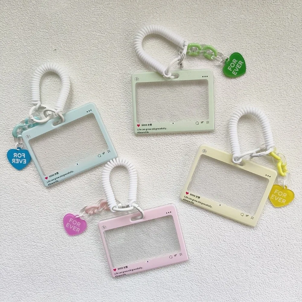 Cute Cartoon Style Card Covers Transparent Double Sided Credit Card Holder Anti-Lost Slide Closure ID Card Holder