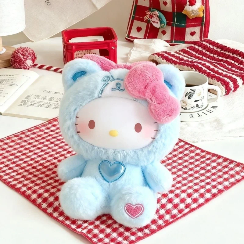 Новинка 2025, оригинальная серия Hello Kitty Teddy, одежда для сна, модная слепая коробка, игрушки, кавайные куклы, коллекционный брелок, кулон, загадочная коробка