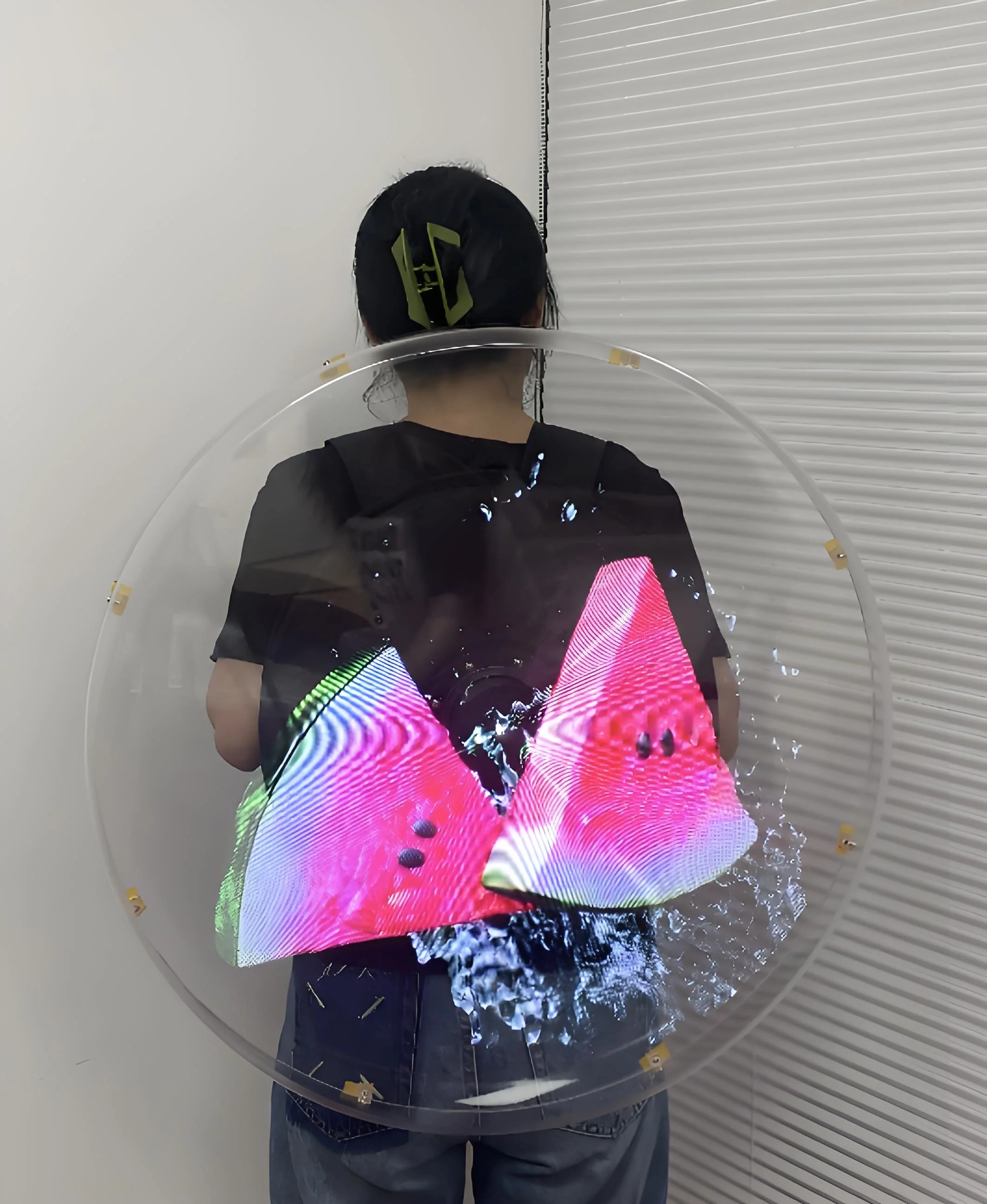 3D holographic fan backpack advertising machine transparent protective sleeve removable diversion 65 cm HD projector advertising