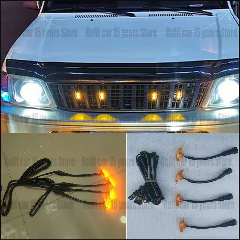 

4 шт. Передняя Верхняя решетка сигнала светильник Тая черная светодиодная крышка для Toyota Prado LC90 1996-2002