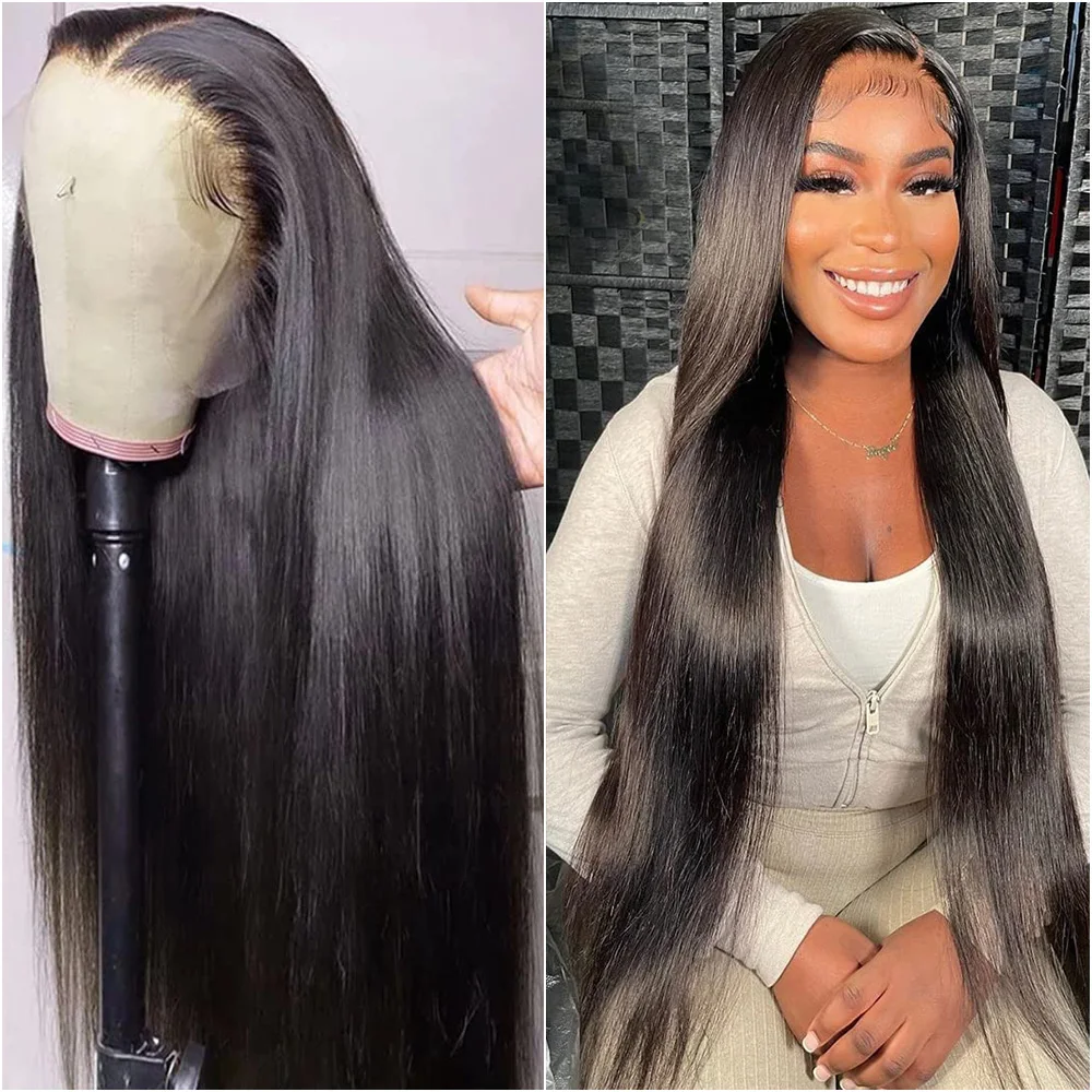 

36, 38-дюймовые прямые парики спереди, человеческие волосы 13x6 Hd, парик фронтальной части шнурка 13x4, бразильские волосы, предварительно выщипанные для женщин, плотность 200%