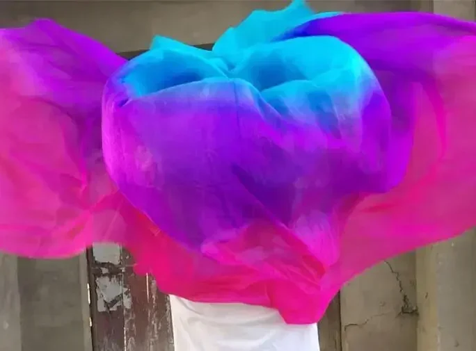 Voile de danse du ventre de couleur dégradée, 250x114cm, écharpe à lancer à la main, châle, accessoire de danseuse du ventre, multicolore pour adulte, bon marché
