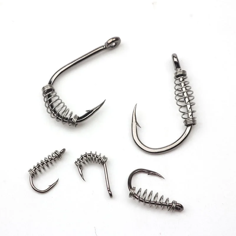Anzuelos de acero inoxidable con resorte para cebo y carpa jigs