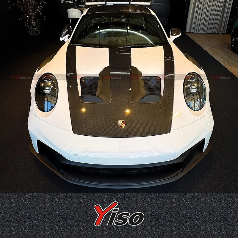 Convient pour 911 992 encerclement modifié GT3RS couvercle de moteur en carbone sec 992 GT3RS OEM couvercle de moteur en carbone sec