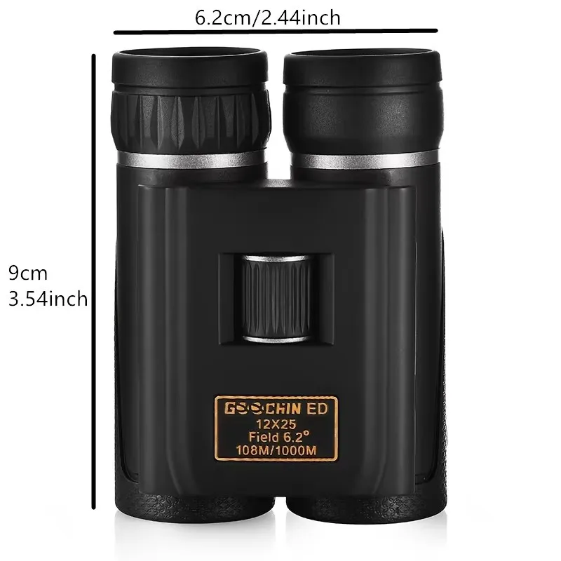High Powerful 12x25 Compact ED Binoculars for Adults and Kids with Large Eyepiece Easy Focus Binoculars for Bird Watching Travel