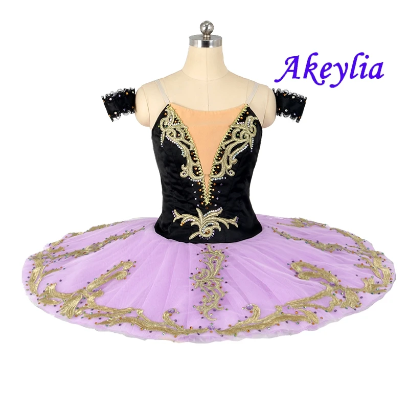 Satin Black purple gold ballet tutu Costume professional tutu Nutcracker Pancake Tutu Classical No elasticity 11 layers JN0497