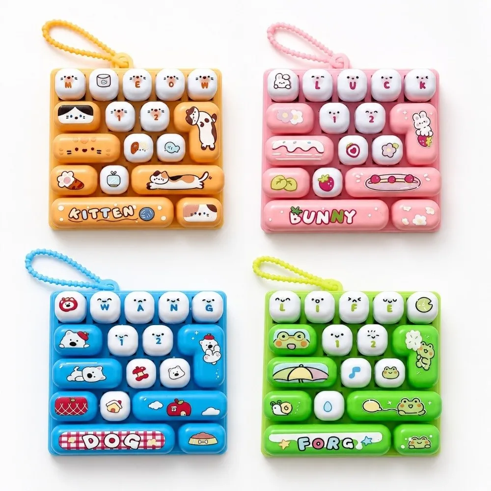 Cartoon 17 Keys Keyboard Keychain Pressable Keys Animals Keyboard Clicker Keychain Portable Clicker Sound Stress Relief Fidget