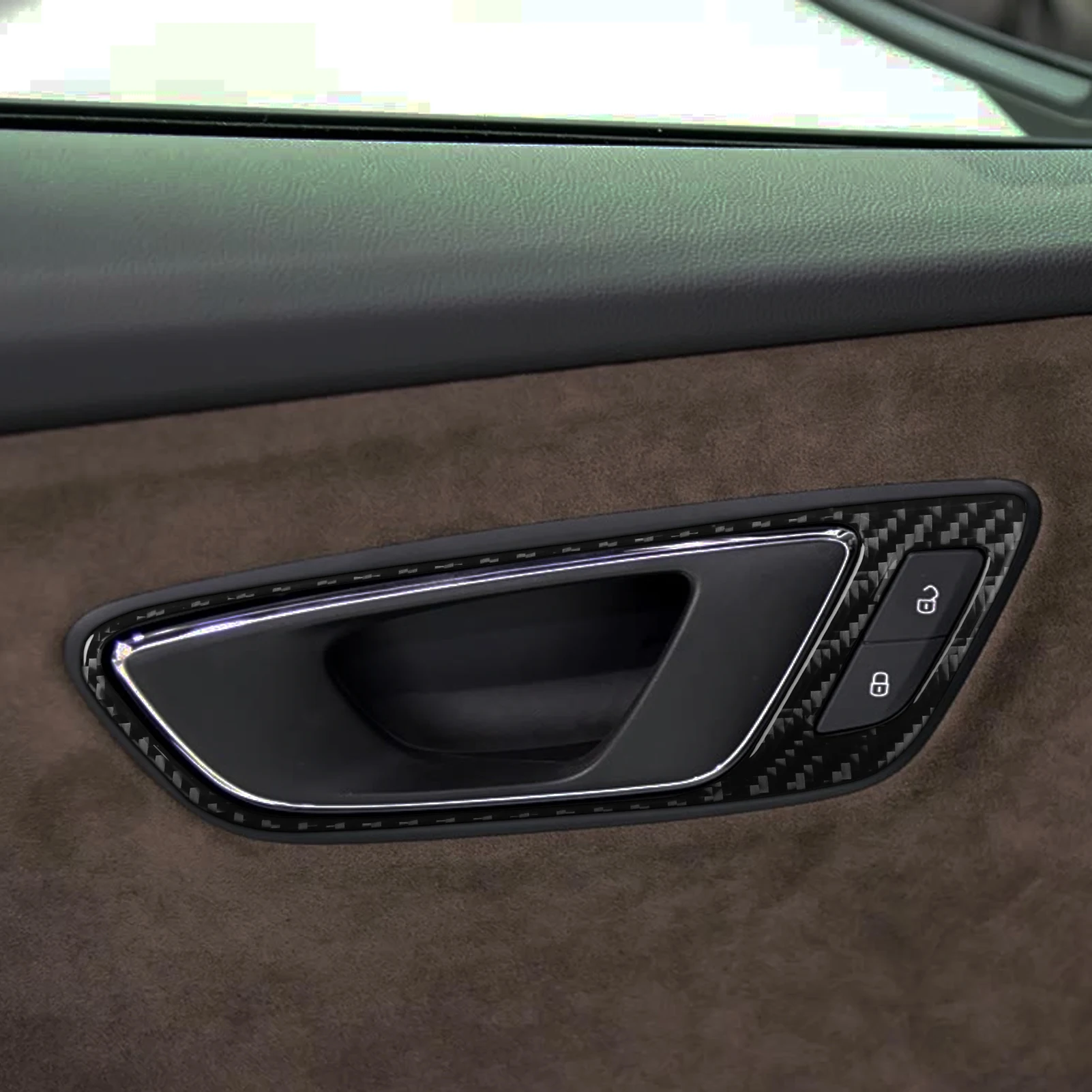 For Seat Leon MK3 2017-2019 Carbon Fiber Door Handle Switch Frame Panel Cover Trim Car Accessories Interior Decoration Sticker view 3
