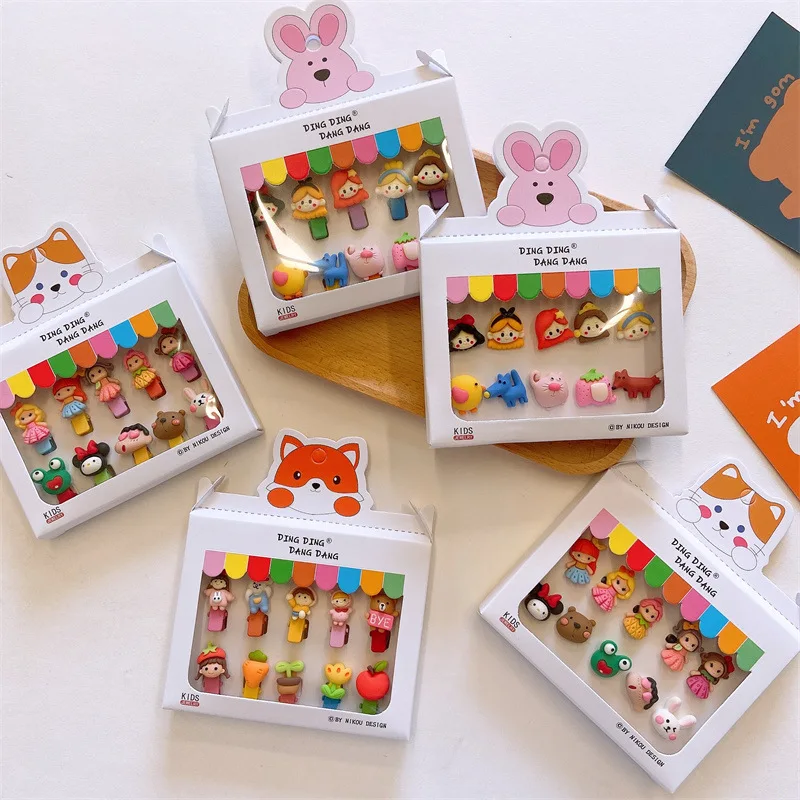 Hot Korean Cute Mini 10pcs Boxed Children'S Hair Band Super Cute Animal Princess Hairclip Head Rope Girl Birthday Gift Surprise