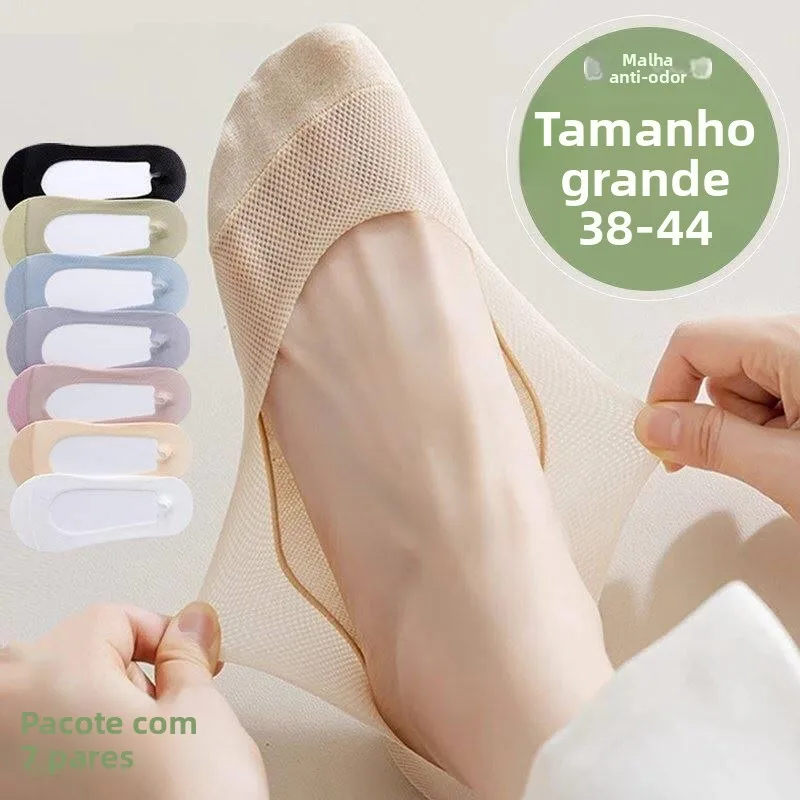 女性用大型サイズ見えない靴下-夏用薄型見えない靴下-40番号-滑り止め付き-脱げない-エクストラワイド-厚手ショートソックス