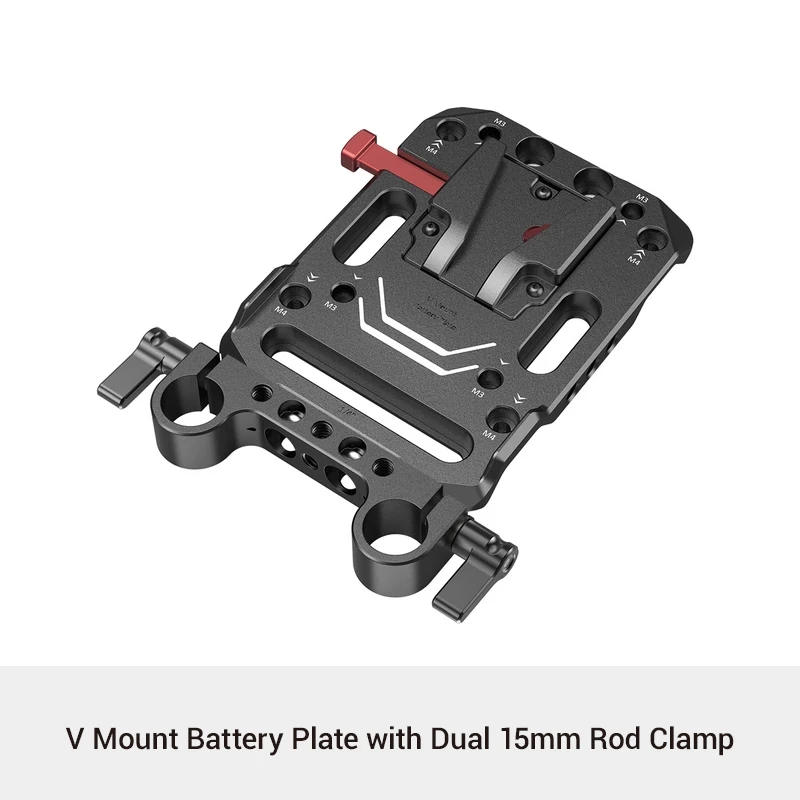 SmallRig V-mount batterijplaat, V-lock mount batterijplaat met 15 mm staafklem en verstelbare arm voor voeding - 2991