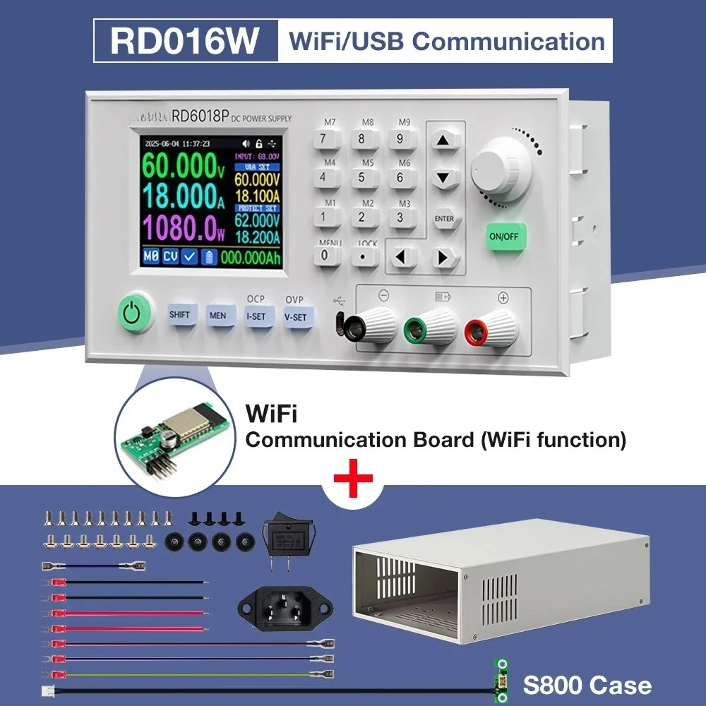 USB WiFi Data Storage Regulated Power Supply Buck Converter 1200W PSU RD6018P 60V 18A DC Adjustable Step Down Voltage Module