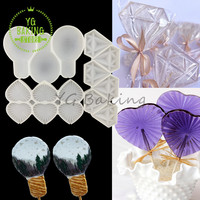Dorica Heart/Diamond/Light Bulb Design Silicone Lollipop Mould Valentine's Day Epoxy Resin Mould Fondant Cake Decorating Tools B
