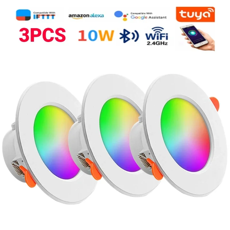 ALLOYSEED 1-15 Stück LED Down light Tuya 110/220V dimmbare Scheinwerfer Einbau runde Lichtfleck Bluetooth Lampe für Alexa Google Home 4