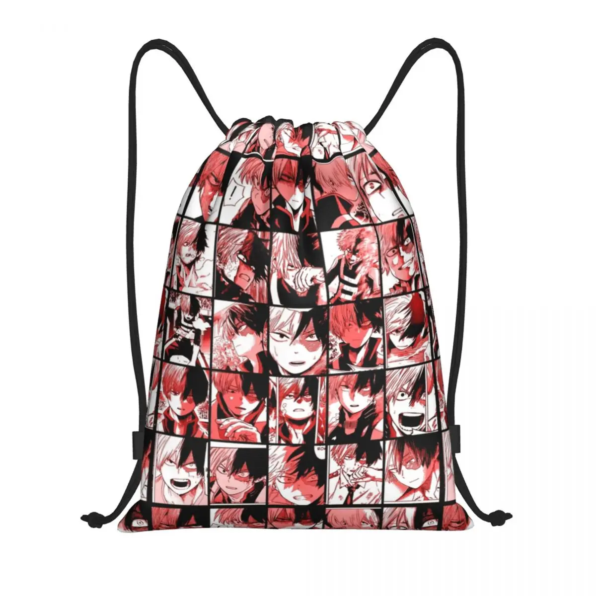 Todoroki Shoto Collage Mochila con cordón Mochila deportiva para gimnasio Boku No My Hero Academy Bolsas de cuerda de anime para viajes