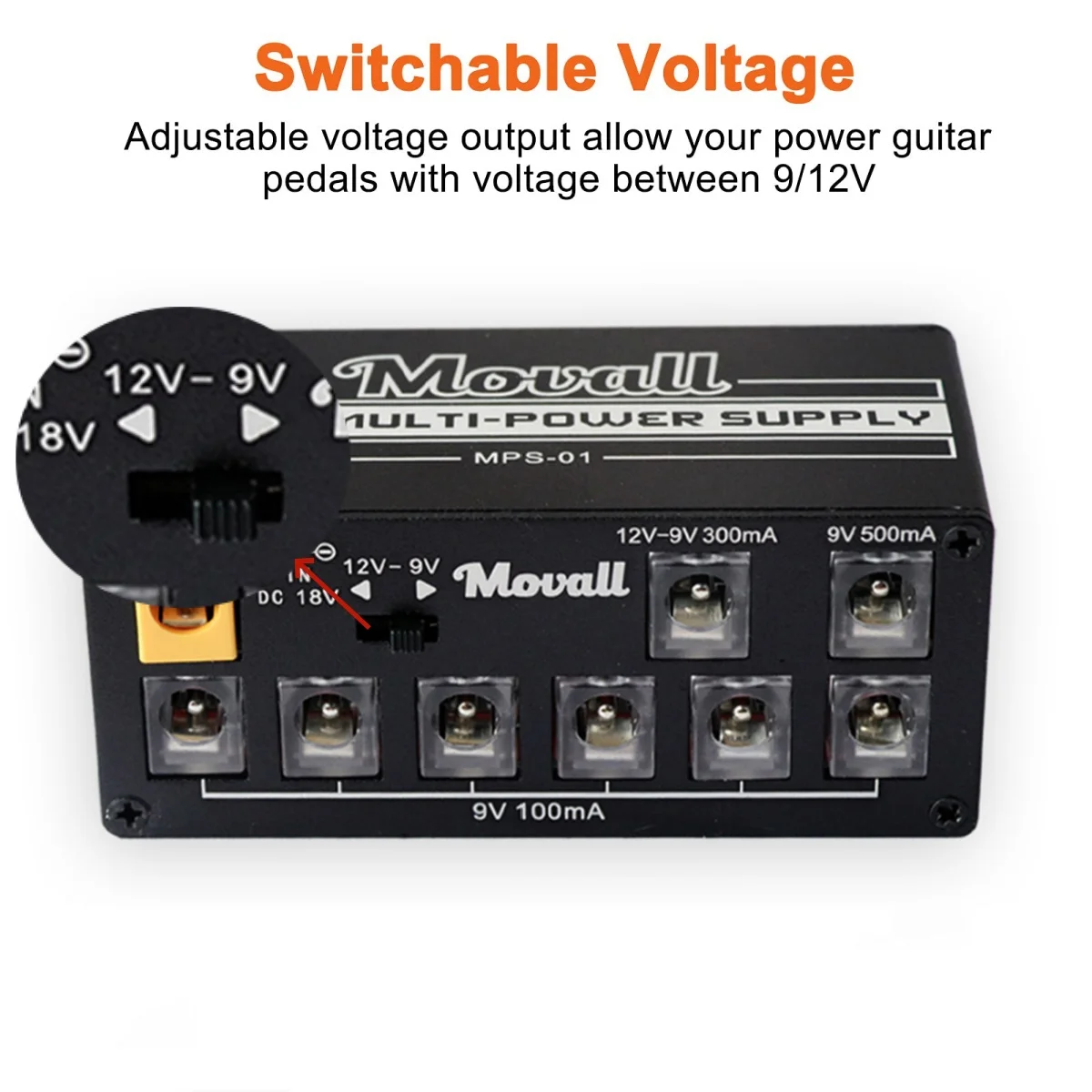 Movall MPS-01 Guitar Pedal Power Supply 8 Isolated Output Anti-interference 18W Different Output Effect Power Guitar Accessories