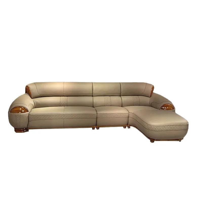 

Modern, new Chinese style, leather, sofa, high-end, living room, furniture, solid wood
