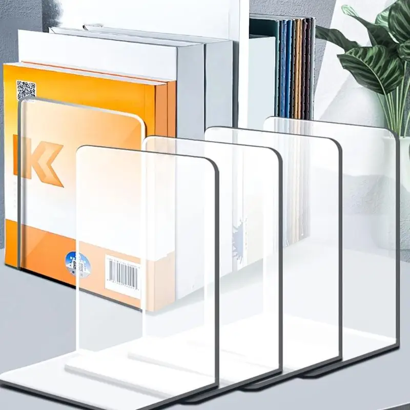 T5EA 8 PCS Clear Acrylic Book Holders Book Stoppers Book Book End L.PLENS