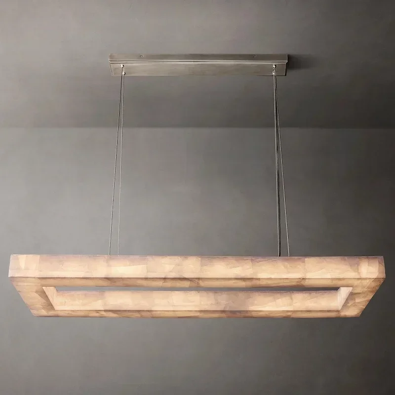 

Retro American Rectangular LED Marble Black Ceiling Chandelier Lighting Lustre Suspension Luminaire Lampen For Dinning Room