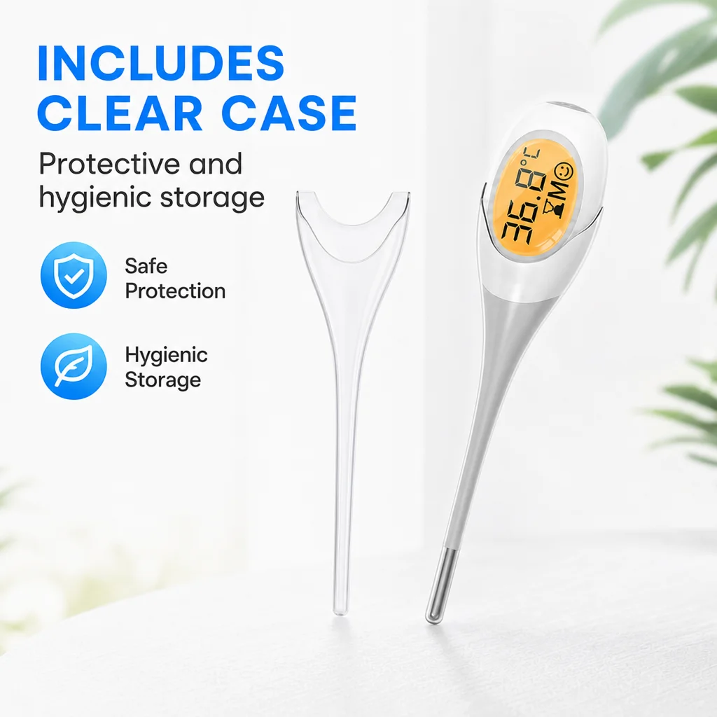 AiQUE 2pcs Fast Body Thermometer 3 Color Backfit LCD Screen Soft Probe Fever Waterproof Oral Underarm Temperature Child Adult