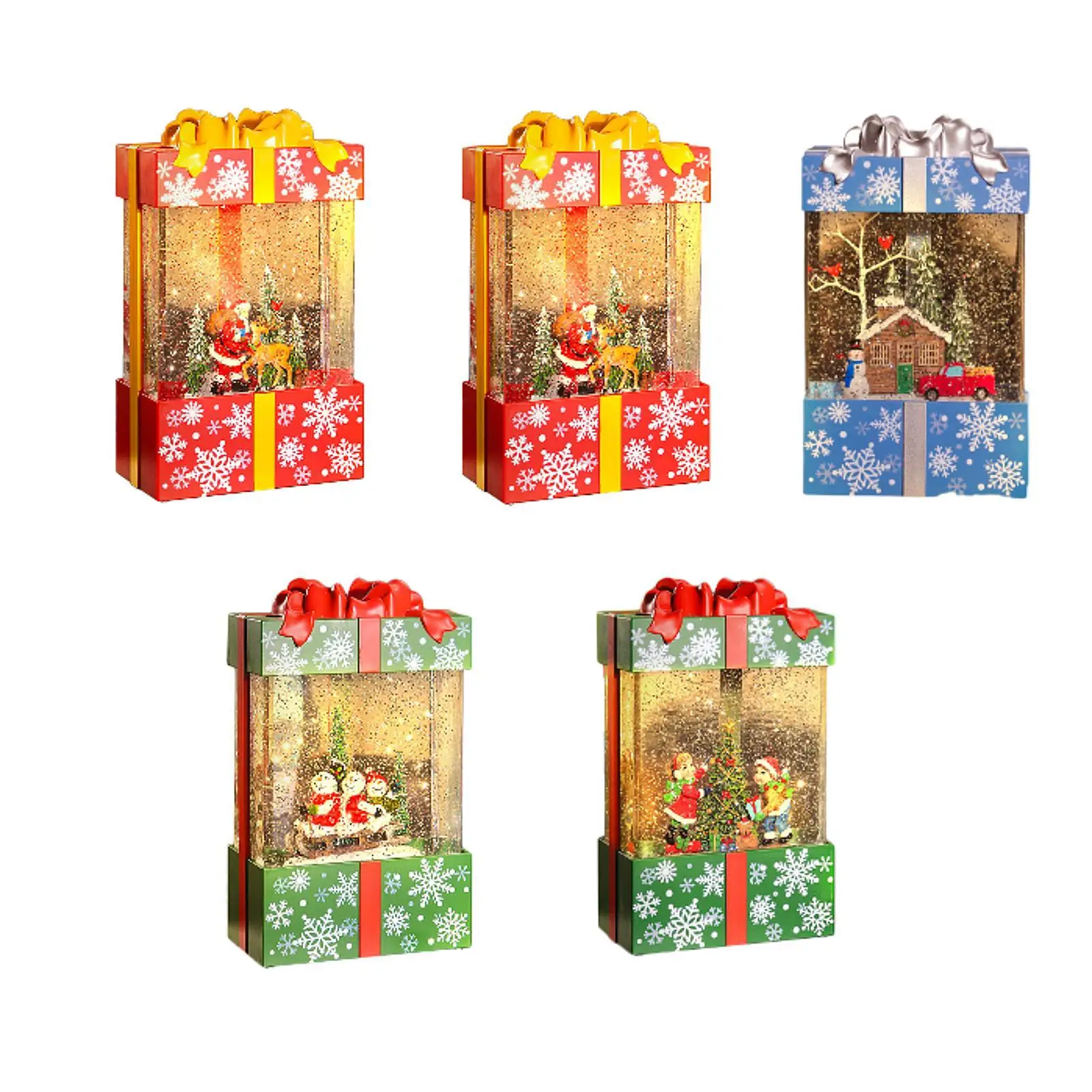 Christmas Snow Globe Gift Box Kids Gift Portable Artwork Home Decor Christmas Ornament for Bedroom Indoor Wedding Office Shops