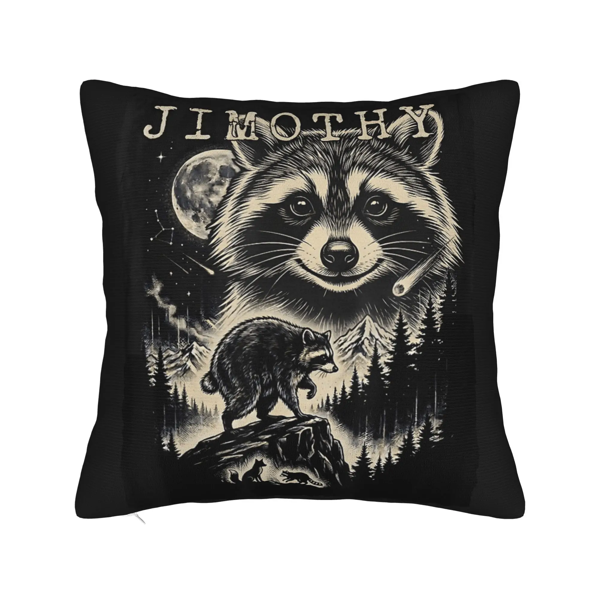 Jimothy Raccoon Moonlit Mountain Wildlife Backyard Panda Pillow Case  Pillow Cover Comfy Pillowcases For Chair Sofa Home Decor