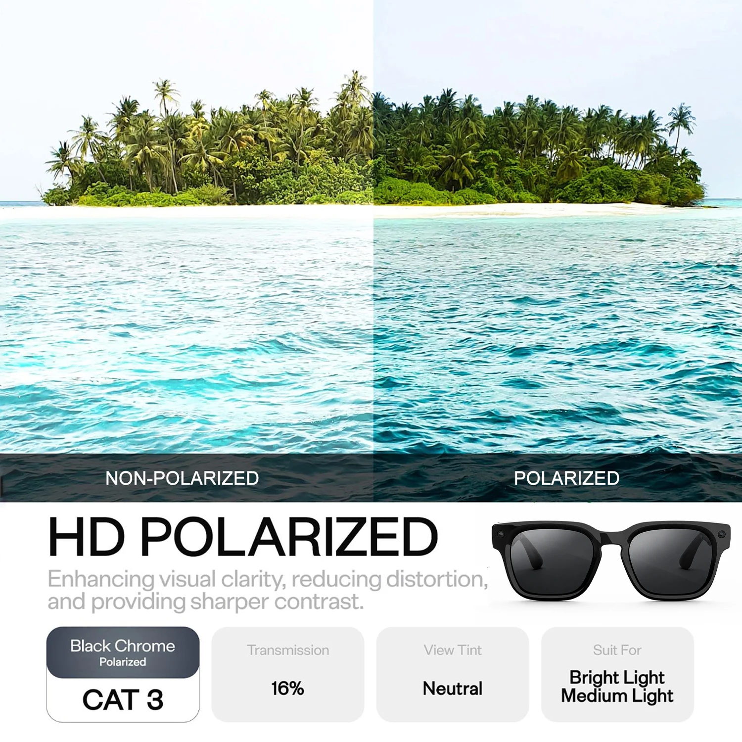 Soczewki zamiennikowe do okularów Meta Fury – soczewki antyrefleksyjne, fotochromowe i polaryzacyjne do okularów FURY 51 mm AI Smart Glasses. — zdjęcie produktu 6
