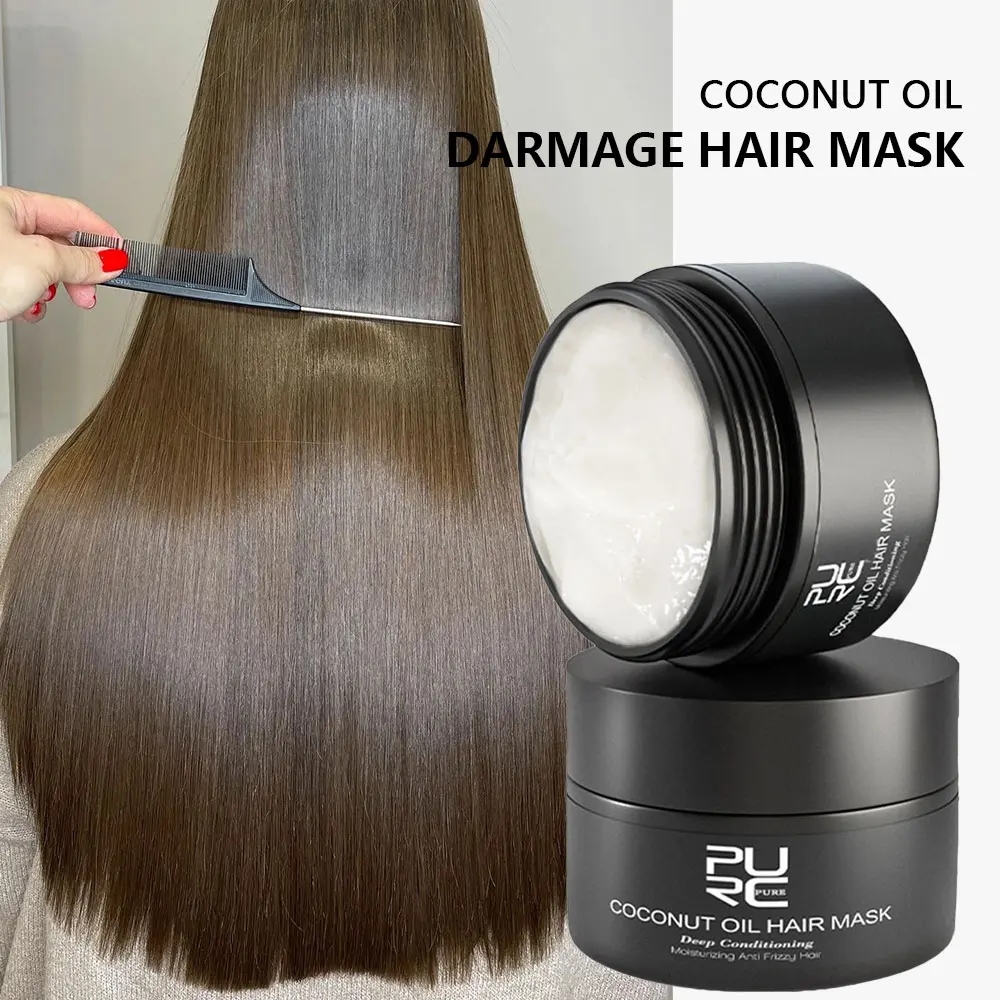 PURC Coconut Oil Hair Mask Repairs Damage Restore Soft Good Orall Hair Types Keratin Hair & Scalp Treatment for Hair Care 50ml