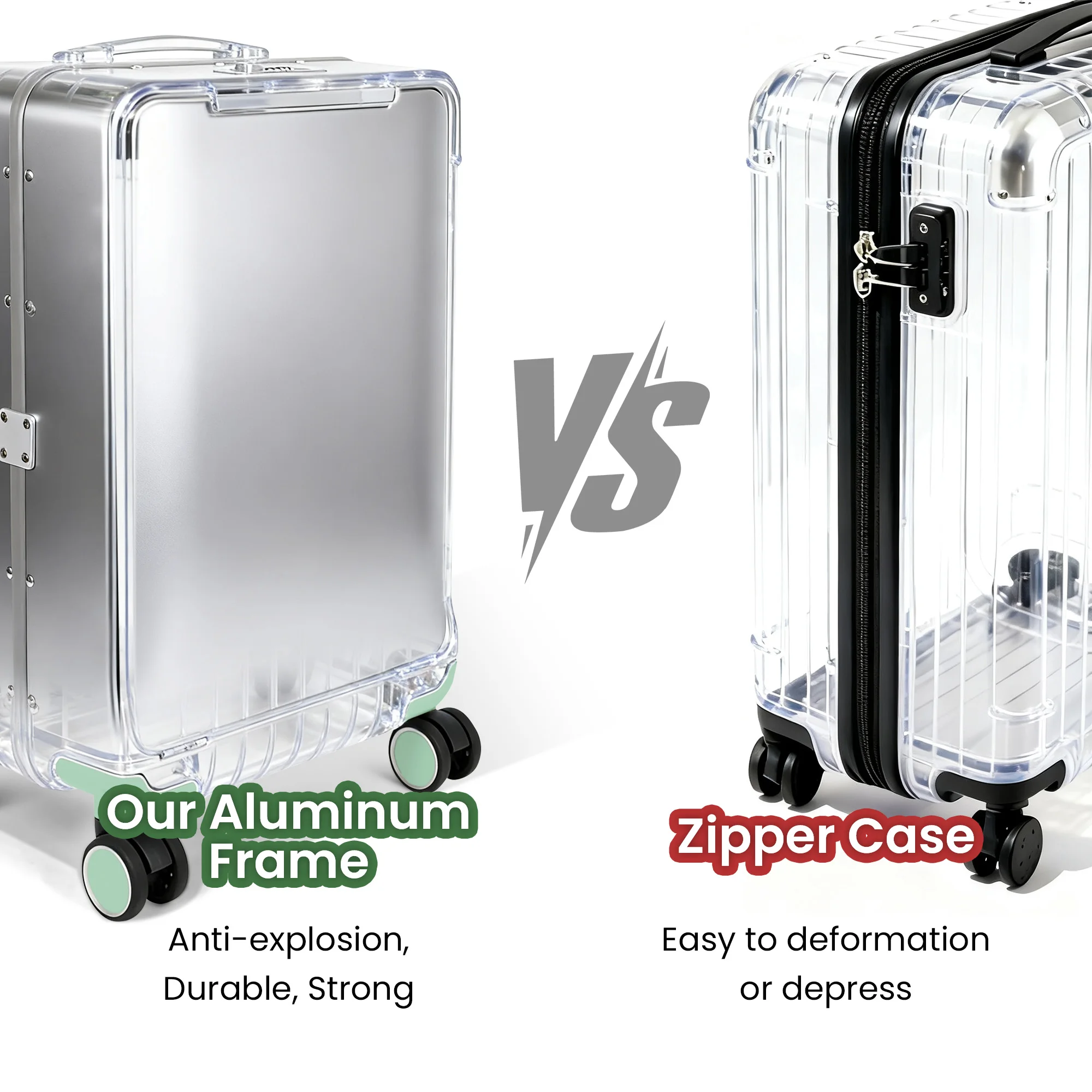 حقيبة سفر بإطار من الألومنيوم بفتحة أمامية وخفيفة الوزن مقاس 20 بوصة مع حامل أكواب وخطافات جانبية