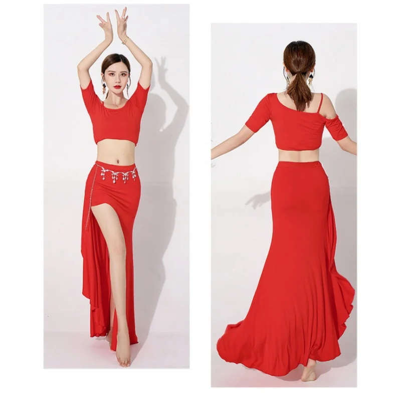 Adult Lady Women Belly Dance Costume Oriental Bellydance Skirt Stage Performance Crop Top Skirt Practice Clothes Set 