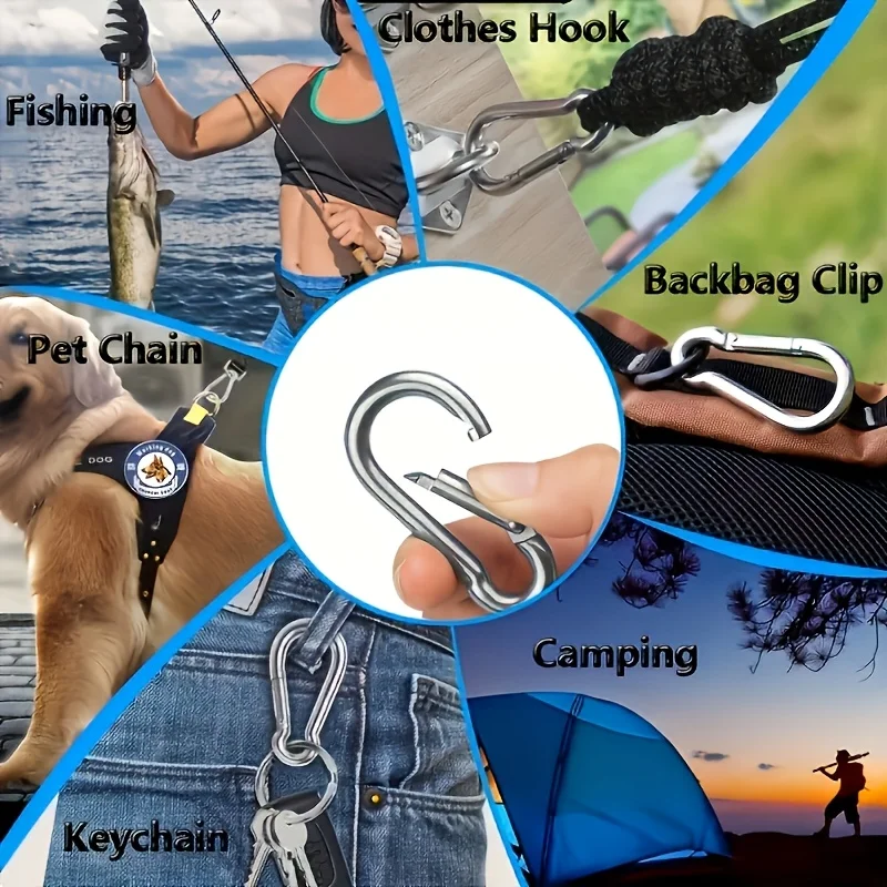 9pcs Outdoor Leisure Spring Hook Keychains Sturdy Outdoor Clips Camping Hiking Travel Fishing Gear Bag DIY Accessories