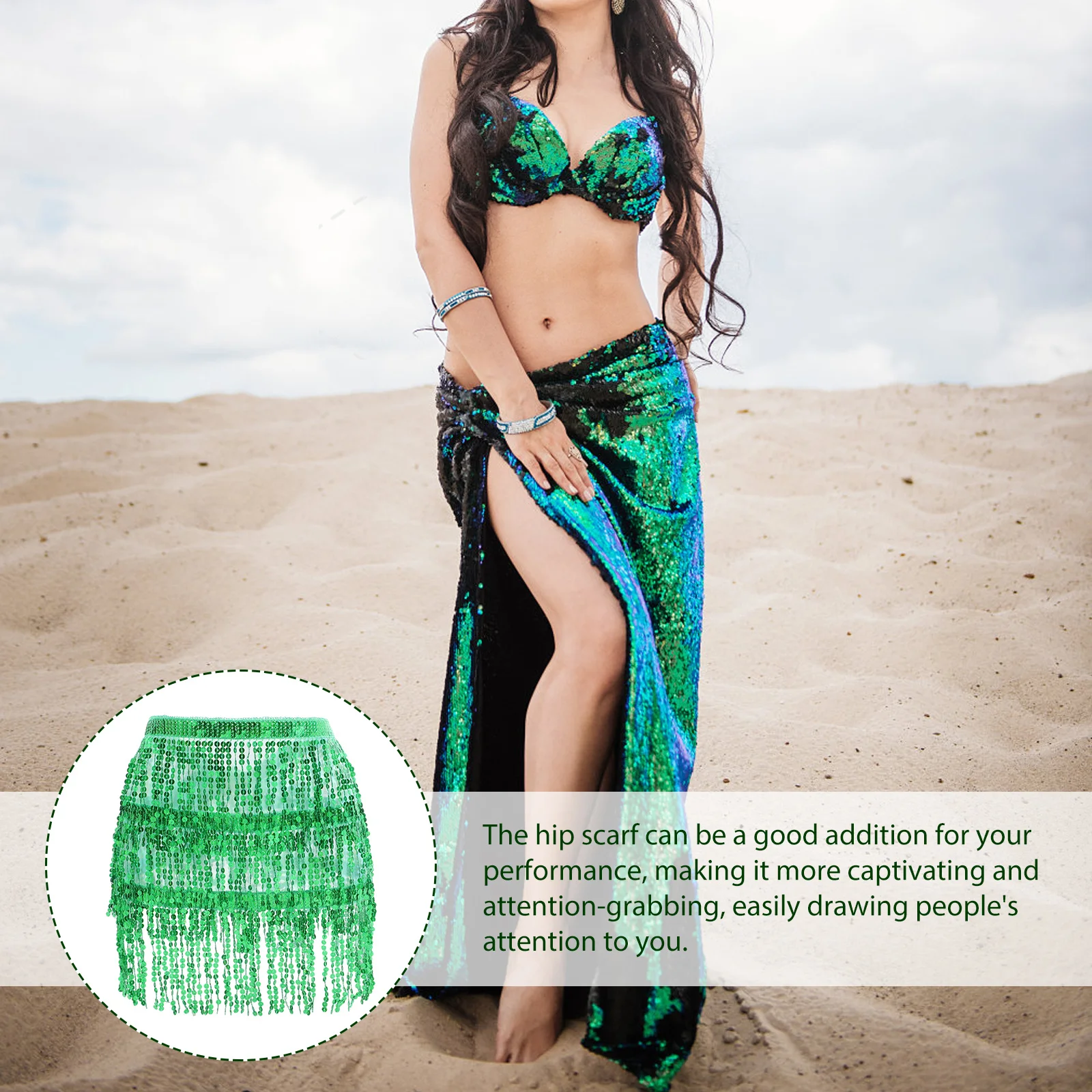 حزام رقص شرقي أنيق مزين بالشراشيب والترتر، تنورة رقص، إكسسوار زي راقصة البطن للنساء