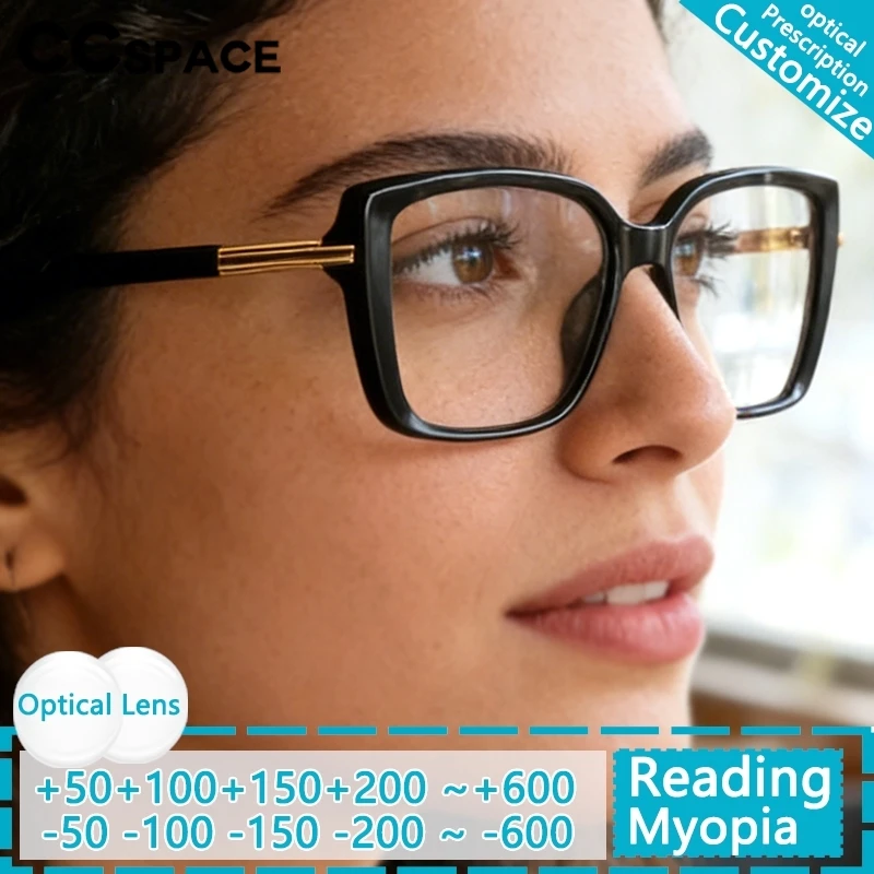 

Очки для чтения CCspace, женские очки с защитой от синего света, очки по рецепту для близорукости TR90, оптические очки 0-0,5-0,75 до -6,0