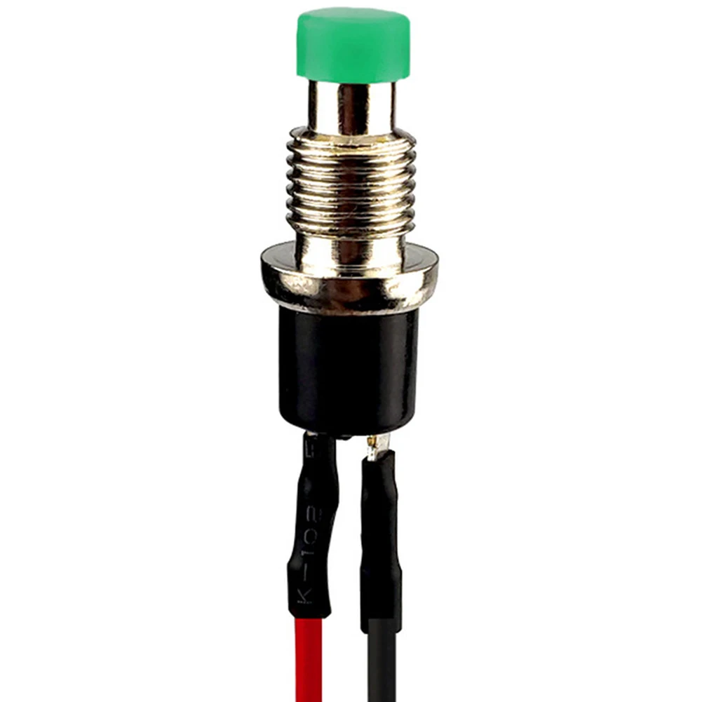 

Electronic Control Push Button SPST ON OFF Red, Yellow, Blue, Green, Black, White 7mm Push Button Soldered Wire Leads