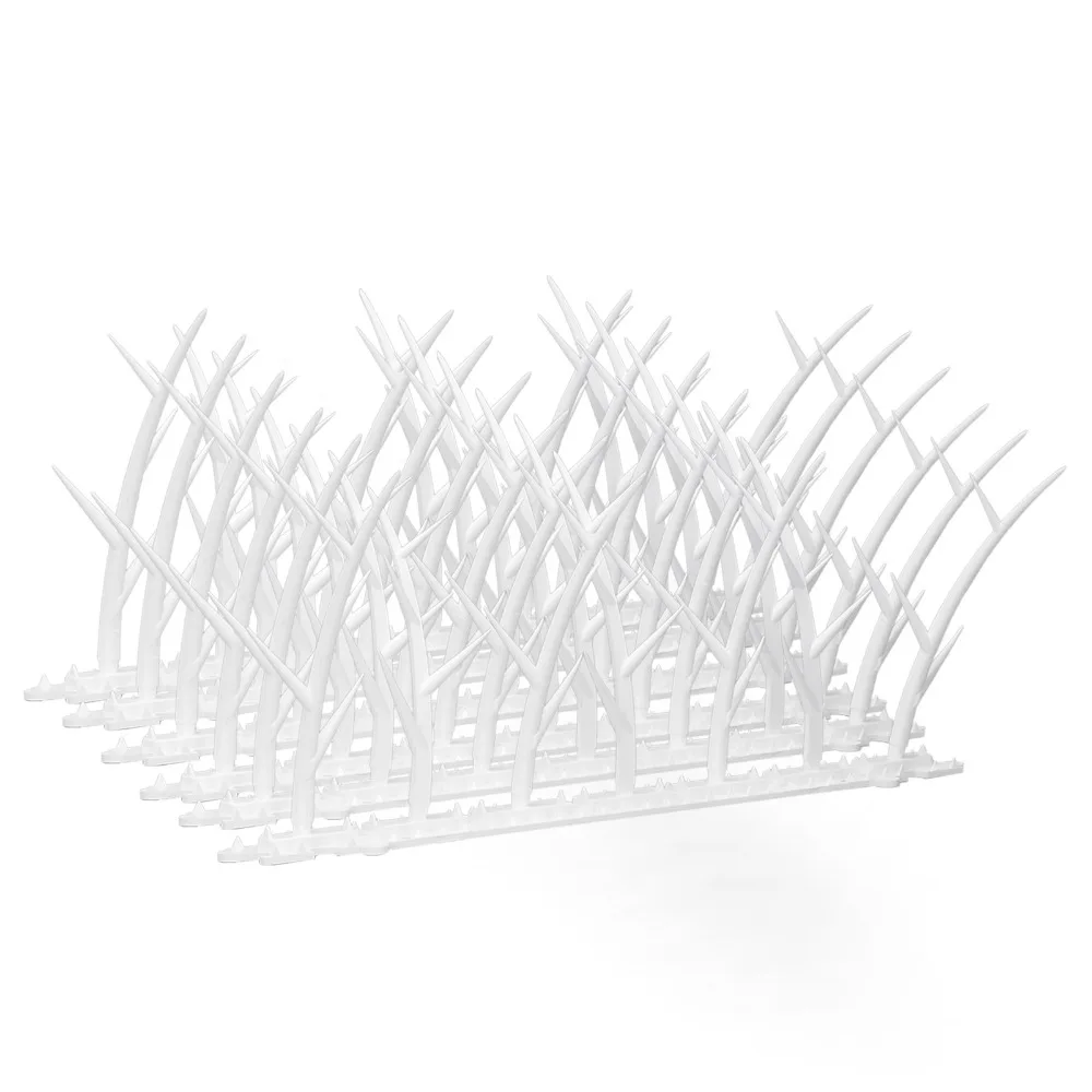6PCS Durable Plastic Bird Deterrent Spikes Compact Easy to Install Anti-Theft Climb Strips Sharp White Plastic Bird Spikes