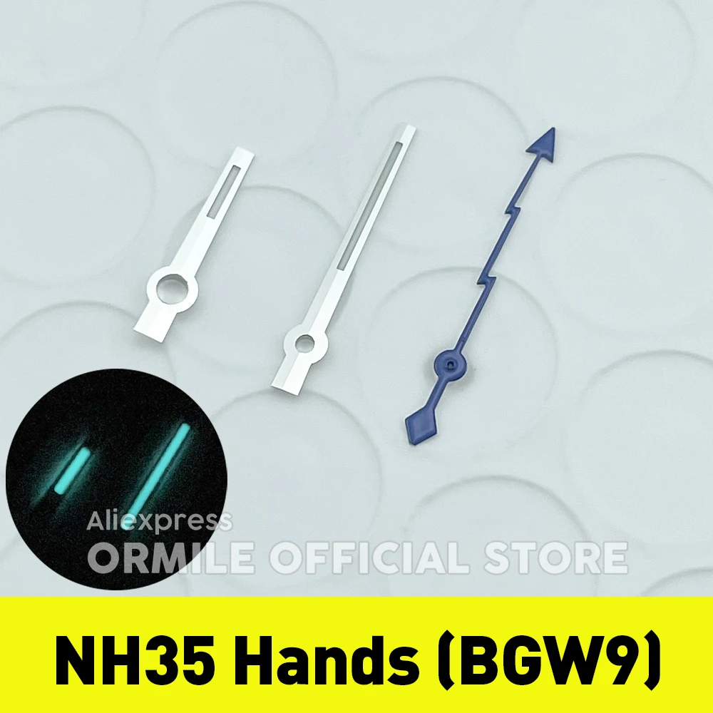 Premium NH35a NH38a Watch Hands Set, Blue Lightning Second Hand, Super BGW9 Lume, for 28.5mm Dial